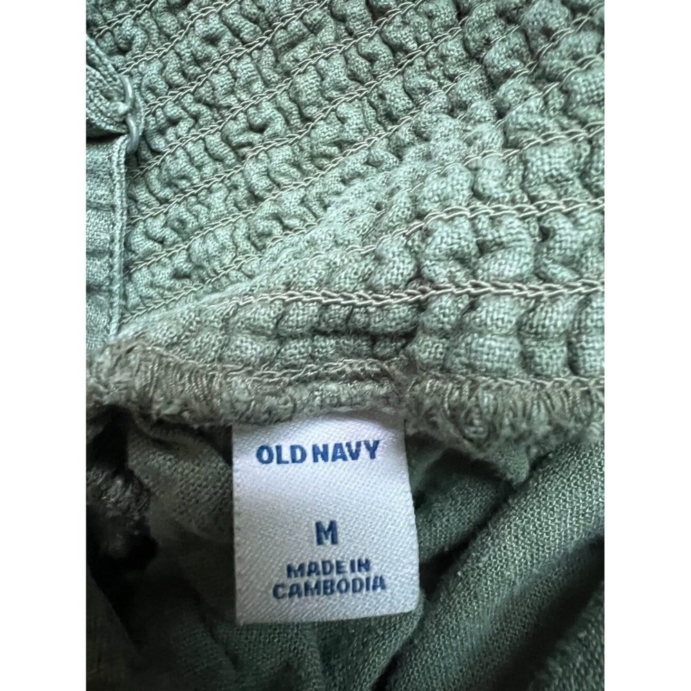 Old Navy Linen Blend Jumpsuit Women's Medium M Olive Green Wide Leg Utility - Picture 4 of 9